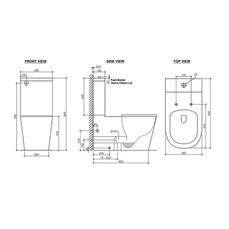 Wellness Care Rimless Back-to-Wall Toilet Suite – Grey Disabled Compliant – detail view