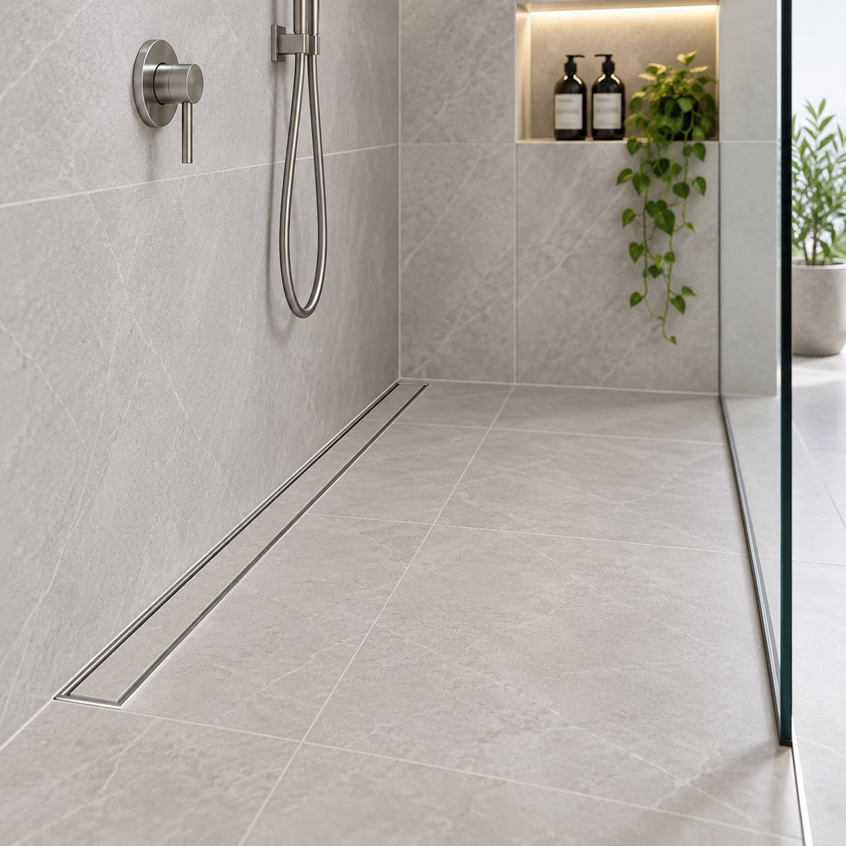 Aluminium Tile Insert Shower Drain - Chrome