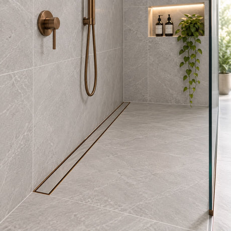 Aluminium Tile Insert Shower Drain - Antique Brass