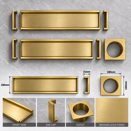 Aluminium Tile Insert Shower Drain – Brushed Gold