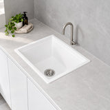 458mm Single Bowl White Granite Sink - 458 x 407 x 204mm