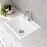 565mm Single Bowl White Granite Sink - 565 x 508 x 251mm