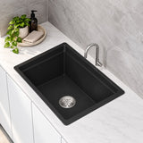 610mm Single Bowl Black Granite Sink - 610 x 458 x 203mm
