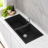 1140mm Single Bowl Black Granite Sink - 1140 x 500 x 224mm