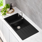 1160mm Single Bowl Black Granite Sink - 1160 x 50 x 231mm