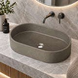 600mm Oval Concrete Basin Above Counter - 600x350x120mm