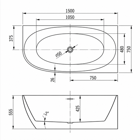 Vienna Egg Gloss White Corner Freestanding Bath Right Hand - 1500mm