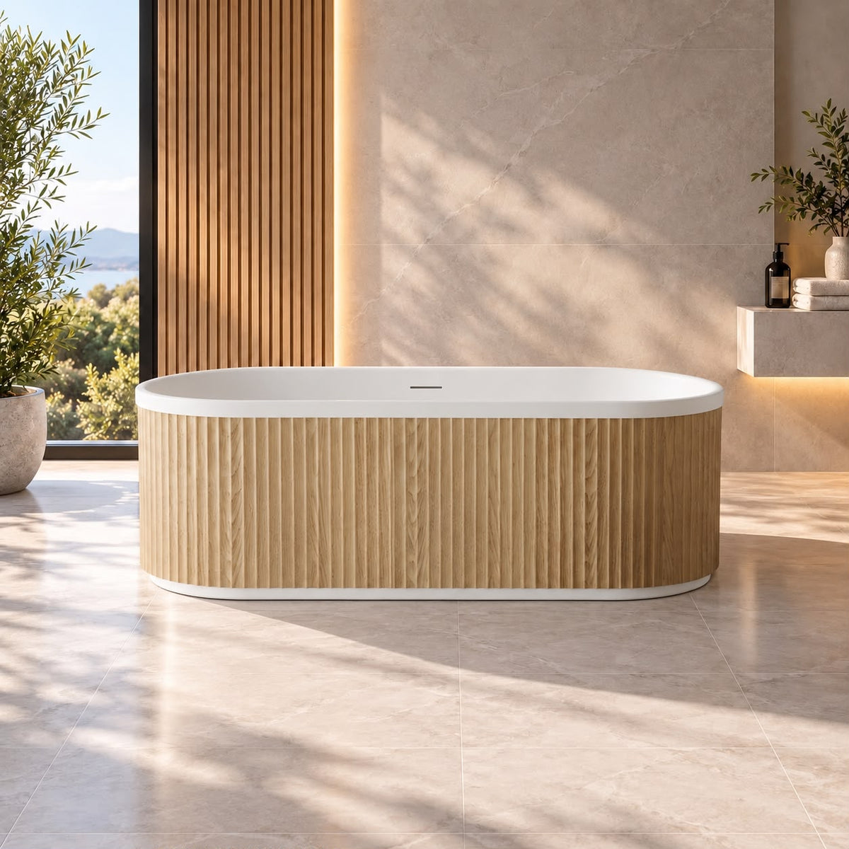 Artemus White Oak Freestanding Bath - 1500mm