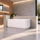 Artemus Fluted Left Hand Corner Matte White Freestanding Bath - 1500mm