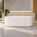 Artemus Fluted Matte White Back to Wall Freestanding Bath - 1700mm