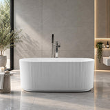 Avalon V-Groove Fluted Round Matte White Freestanding Bath - 1700mm