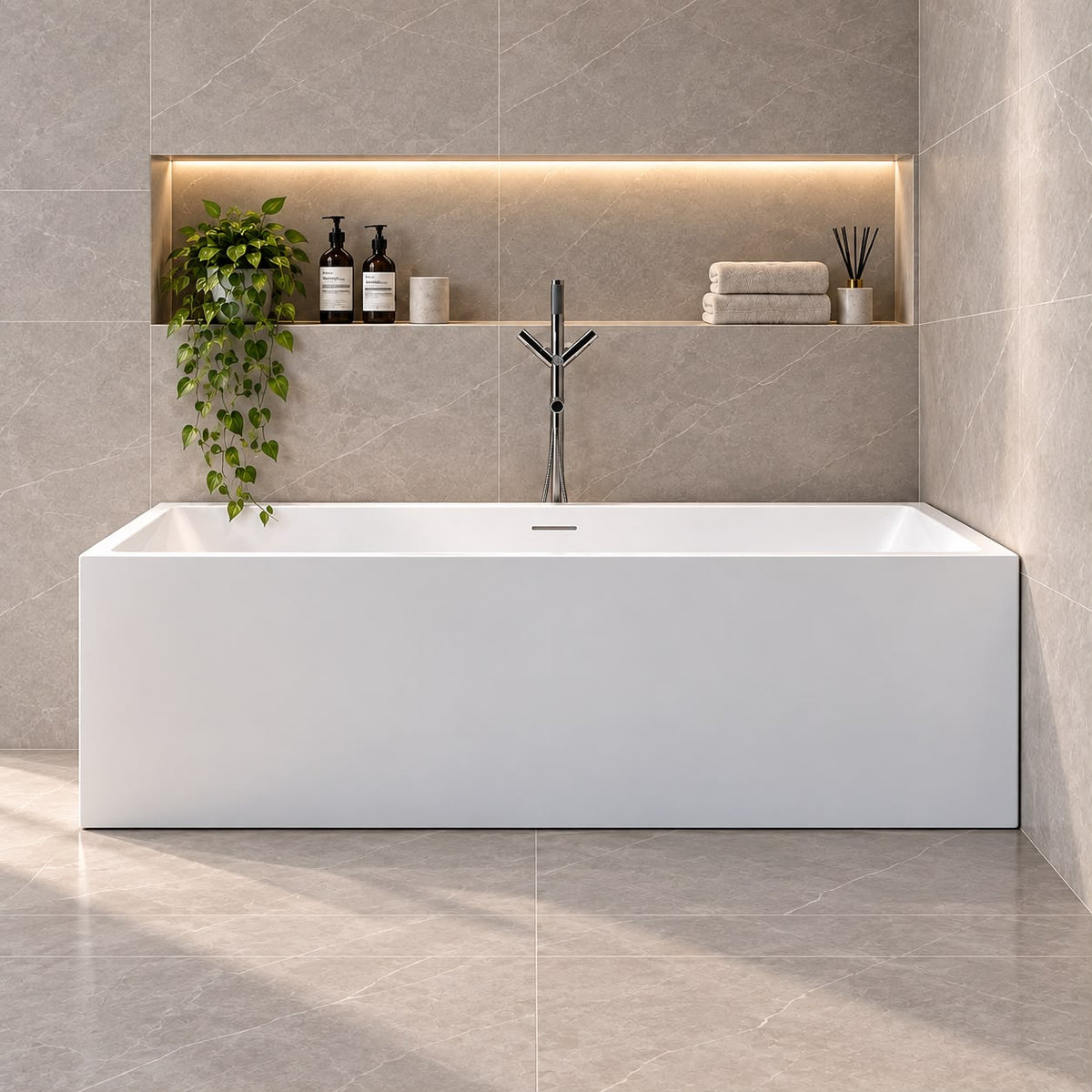 Brooklyn Multi-fit-free Gloss White Freestanding Bath - 1400mm