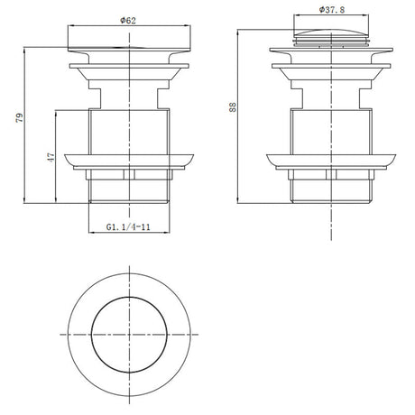 Pop-up Waste Basin Non Overflow 32mm – detail view