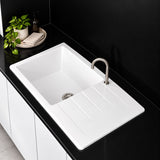 1000mm Single Bowl White Granite Sink - 1000 x 500 x 223mm