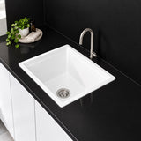 458mm Single Bowl White Granite Sink - 458 x 407 x 204mm