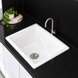 534mm Single Bowl White Granite Sink - 534 x 458 x 201mm