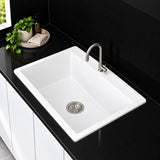 610mm Single Bowl White Granite Sink - 610 x 458 x 203mm