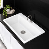 780mm Single Bowl White Granite Sink - 780 x 510 x 210mm