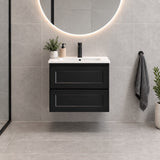 Fremantle 600mm All Draw Wall Hung Vanity Matte Black - 600x475x545