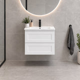 Fremantle 600mm All Draw Wall Hung Vanity Matte White - 600x475x545