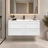 Fremantle 1200mm All Draw Wall Hung Vanity Matte White - 1200x475x545