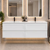 Fremantle 1500mm All Draw Wall Hung Vanity Matte White Double Bowl - 1500x475x545
