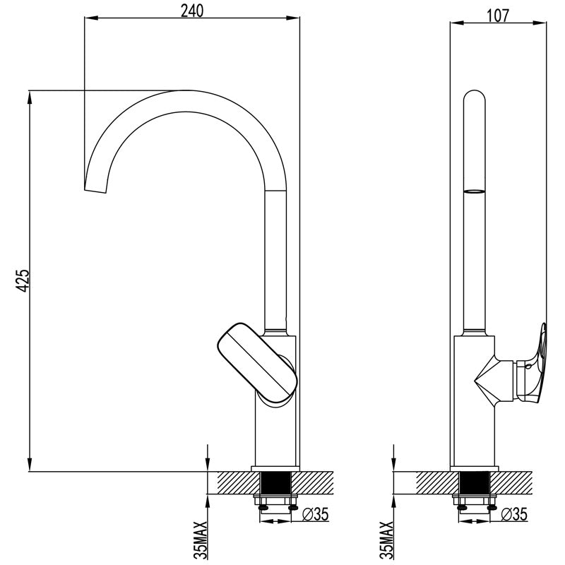 Kara Sink Mixer Gooseneck – alternate view