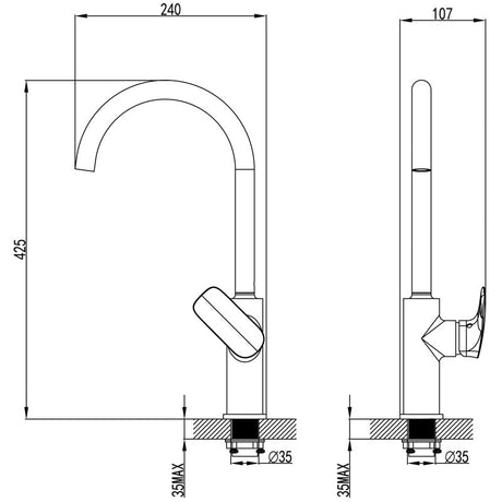 Kara Sink Mixer Gooseneck – alternate view