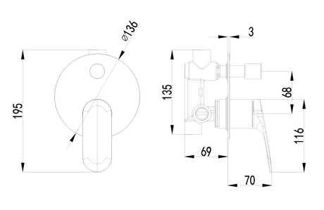 Sulu II Wall Diverter Mixer Trim Kits – view 5