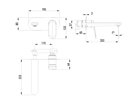 Sulu II Wall Basin Mixer Trim Kits – view 6