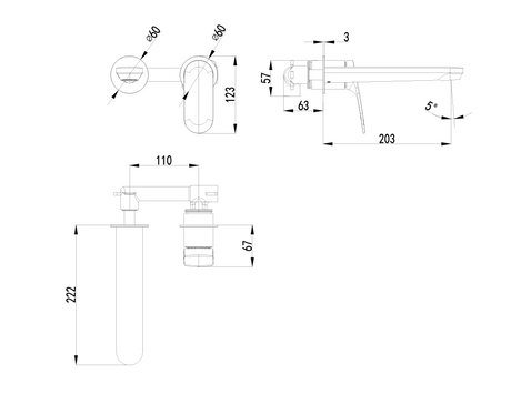 Sulu Ii Wall Basin Mixer Trim Kits With Separate Cover Plate – view 6