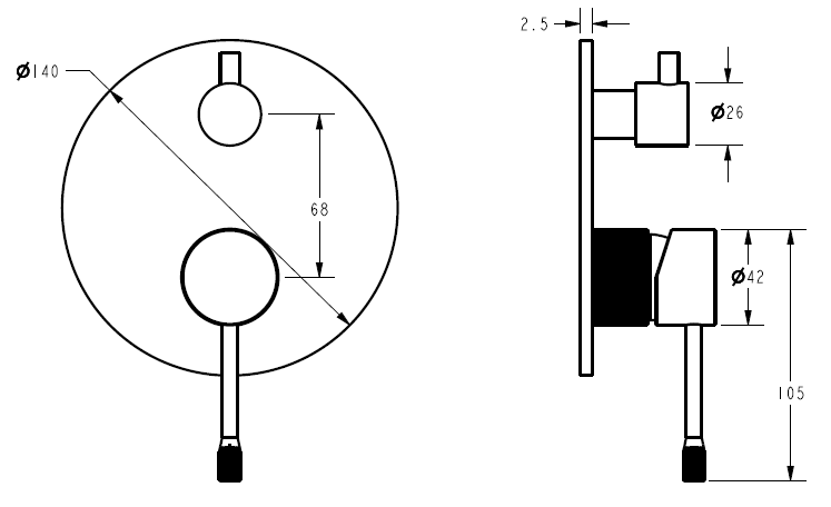Linie Wall Mixer Diverter Trim Kit – view 4