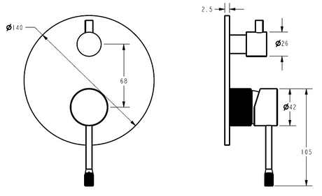 Linie Wall Mixer Diverter Trim Kit – view 4