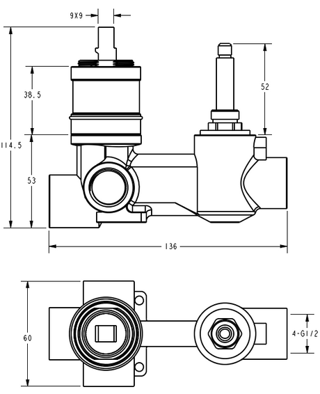 Linie Wall Mixer Diverter Body – alternate view