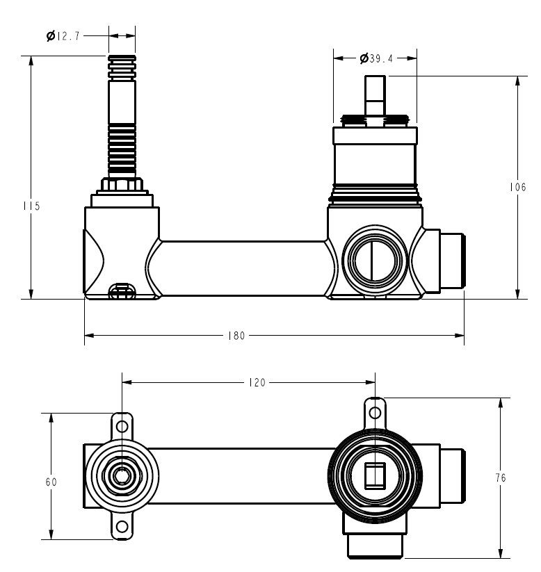 Linie Wall Basin Mixer Body – alternate view