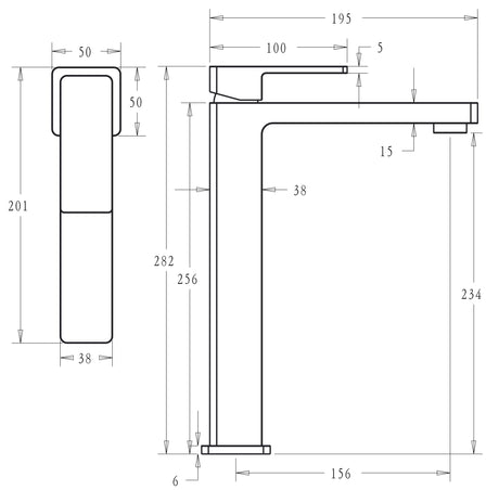 Ceram Basin Mixer High Rise – view 4
