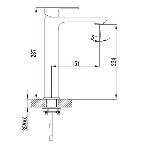 Seto Basin Mixer High Rise – detail view