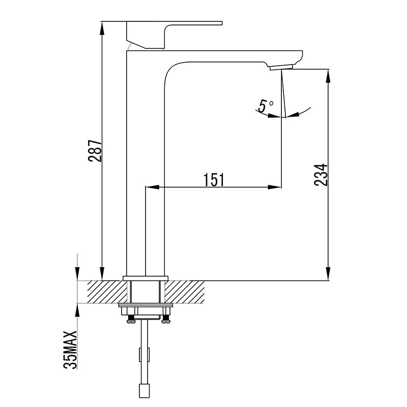 Seto Basin Mixer High Rise Lead Free – view 4
