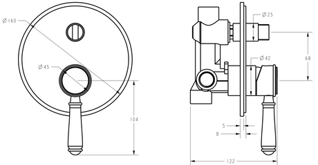 Clasico Wall Mixer Diverter Trim Kit – view 4