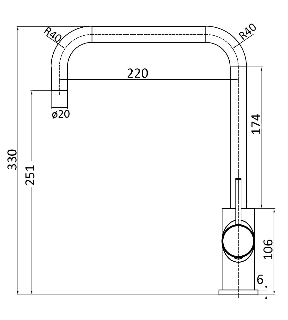 Hali Sink Mixer Squareneck Lead Free – view 4