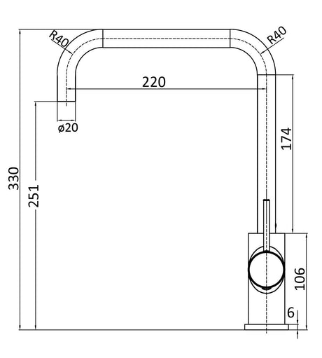 Hali Sink Mixer Squareneck Lead Free – view 4