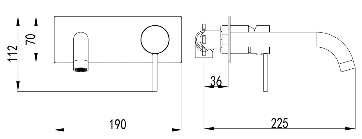 Hali Wall Basin Mixer Curved Spout Lead Free – view 6