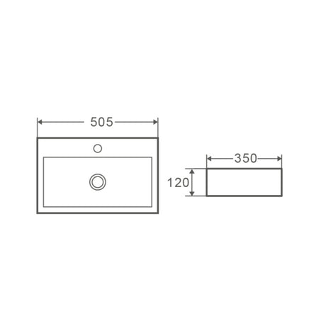 WH5035 - 500x350x120mm Gloss White Wall Hung Basin – alternate view