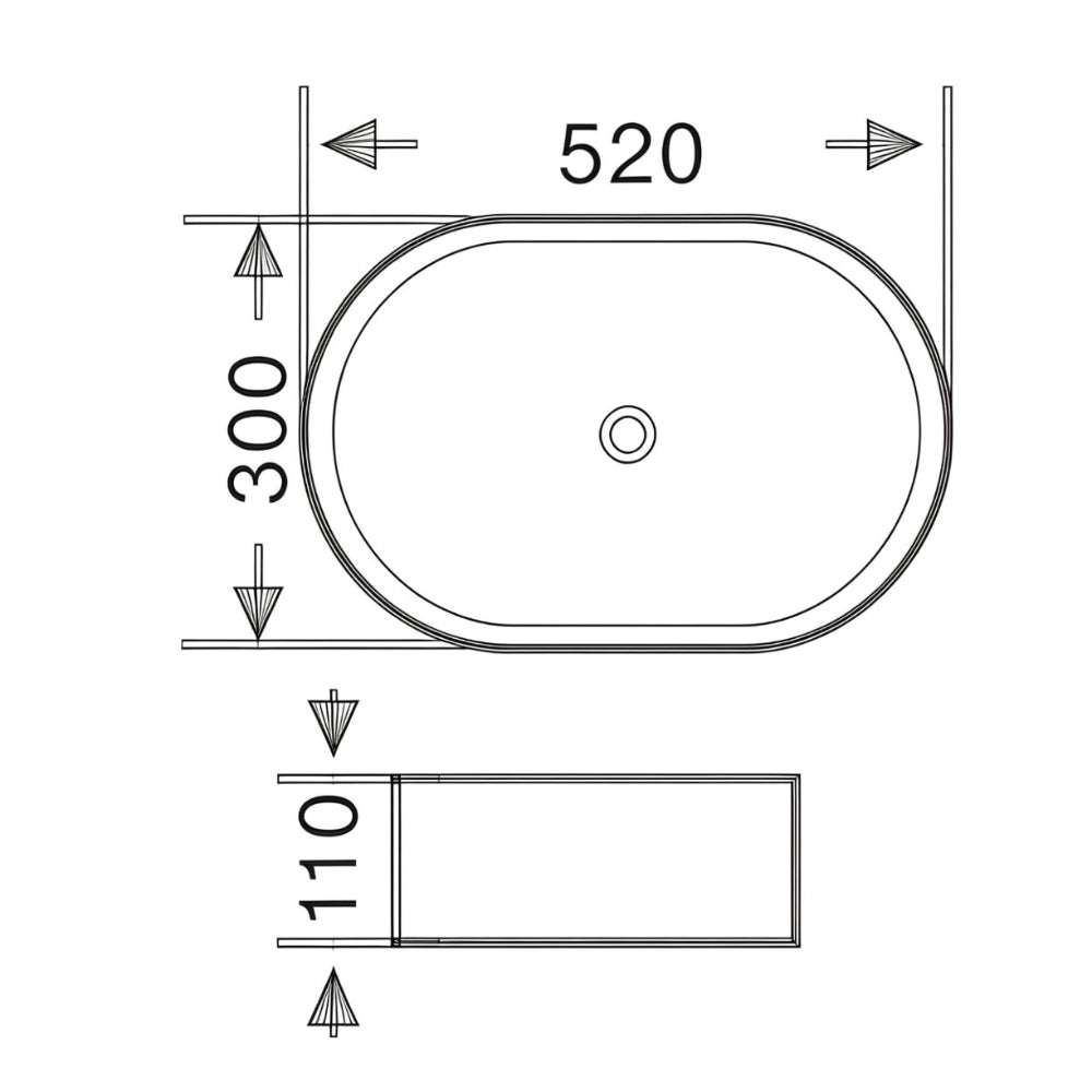 BA5230 - 520x320x115mm Gloss White Above Countertop Basin – alternate view