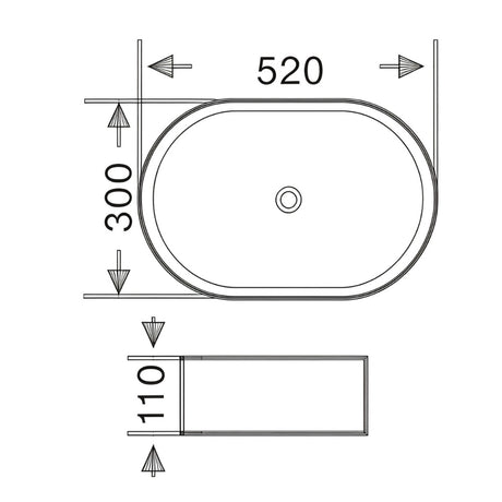 BA5230 - 520x320x115mm Gloss White Above Countertop Basin – alternate view