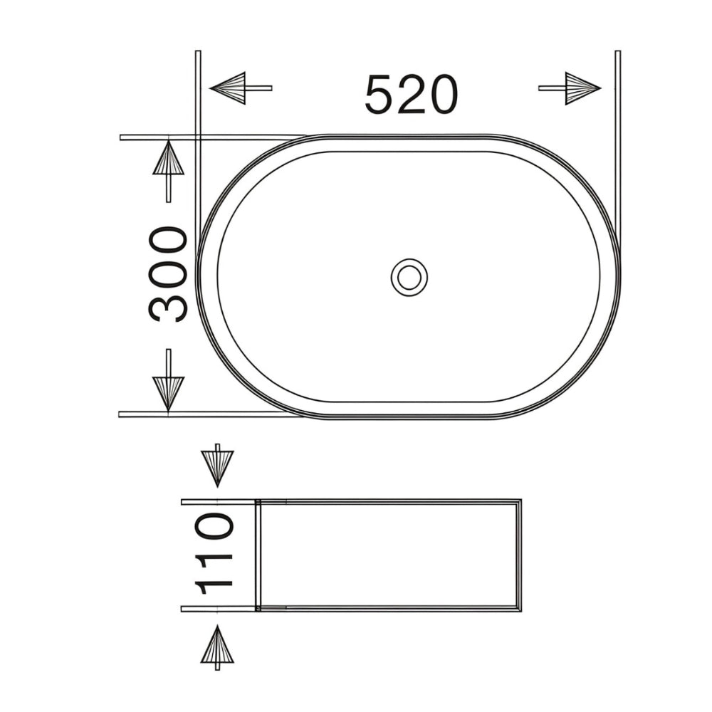 BA5230MW - 520x320x115mm Matte White Above Countertop Basin – alternate view