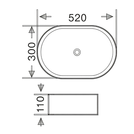 BA5230MW - 520x320x115mm Matte White Above Countertop Basin – alternate view