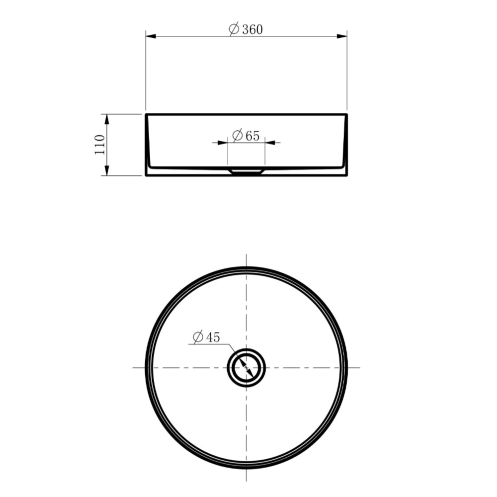 SS360 - 360x360x110mm Stainless Steel Above Counter Basin – alternate view