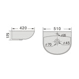 WHP510 - 510x420x175mm Gloss White Wall Hung Basin With Integral Shroud – detail view