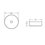 BA360 - 360x360x120mm Gloss White Above Countertop Basin – view 4